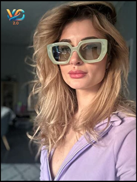 Oversized Square Sunglasses Thick Frame UV400 Protection Unisex Stylish main image 6